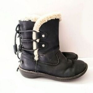 UGG Grey Akadia Back Lace Pull On Fleece Lined Boots 6